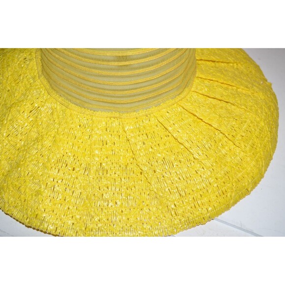 Vtg Floppy Sun Hat Groovy Mod 1970s Women Medium Beach Summer Bucket Prop Yellow main image 6
